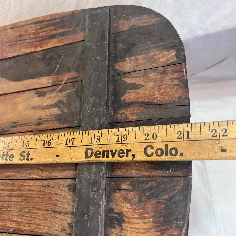 Vintage Woven Wood Picnic Basket Dual Handles Hinged Slatted Lid Large Rustic